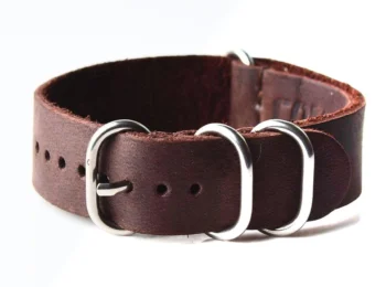 NATO Commander® genuine leather strap - dark brown