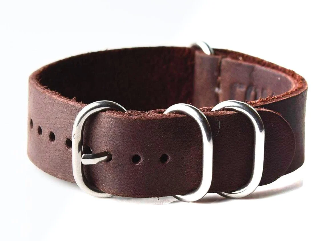 NATO Commander® genuine leather strap - dark brown