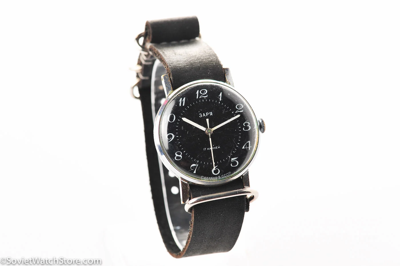 Zarya mechanical watch + genuine leather NATO strap!