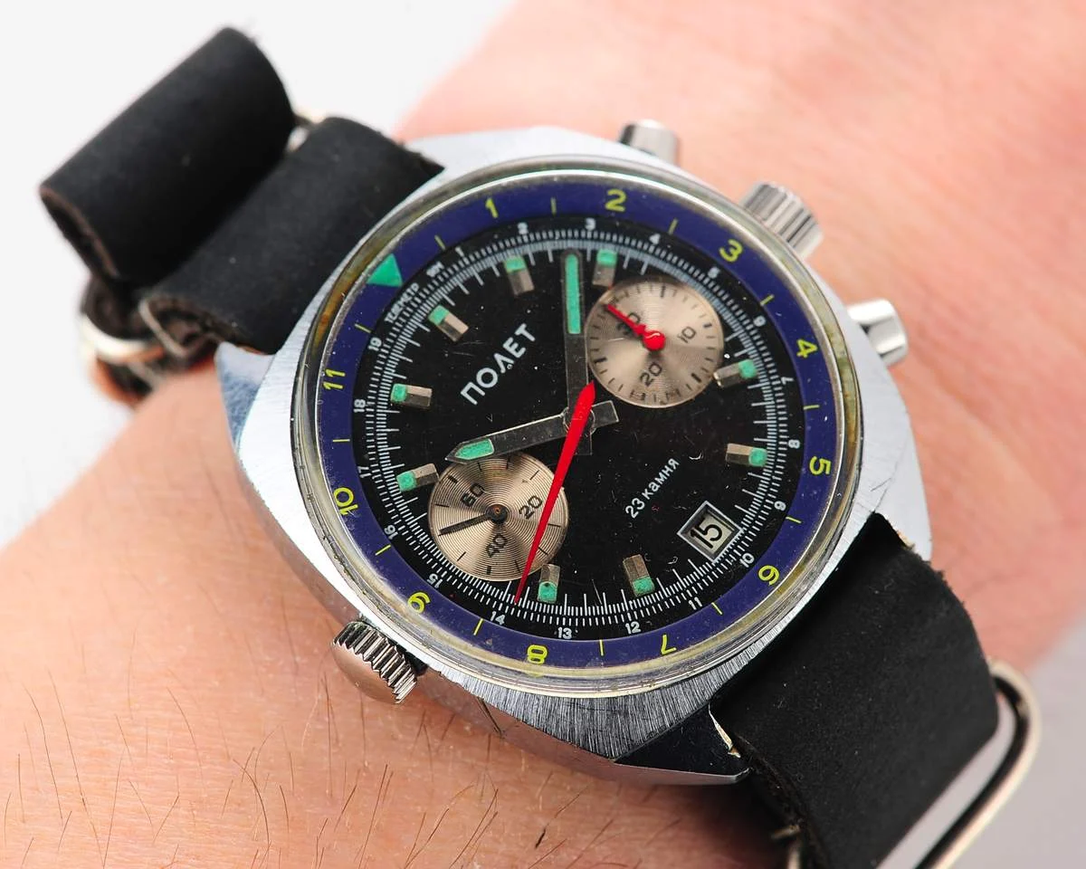 Poljot Chronograph 3133 mechanical watch + NATO strap!