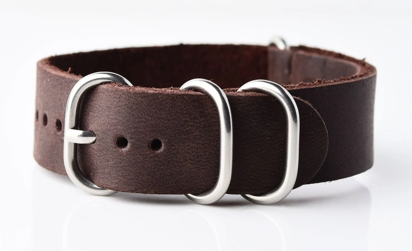 NATO Commander® genuine leather strap - dark brown
