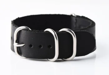 NATO Commander® genuine leather strap - black