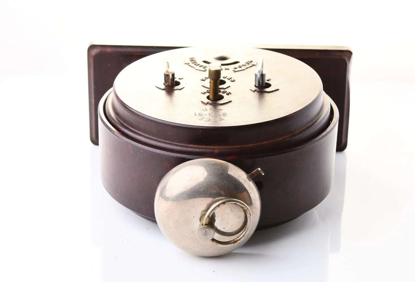 Vintage Yantar' Soviet mechanical alarm clock - dark brown, 3.5 inches dial diameter