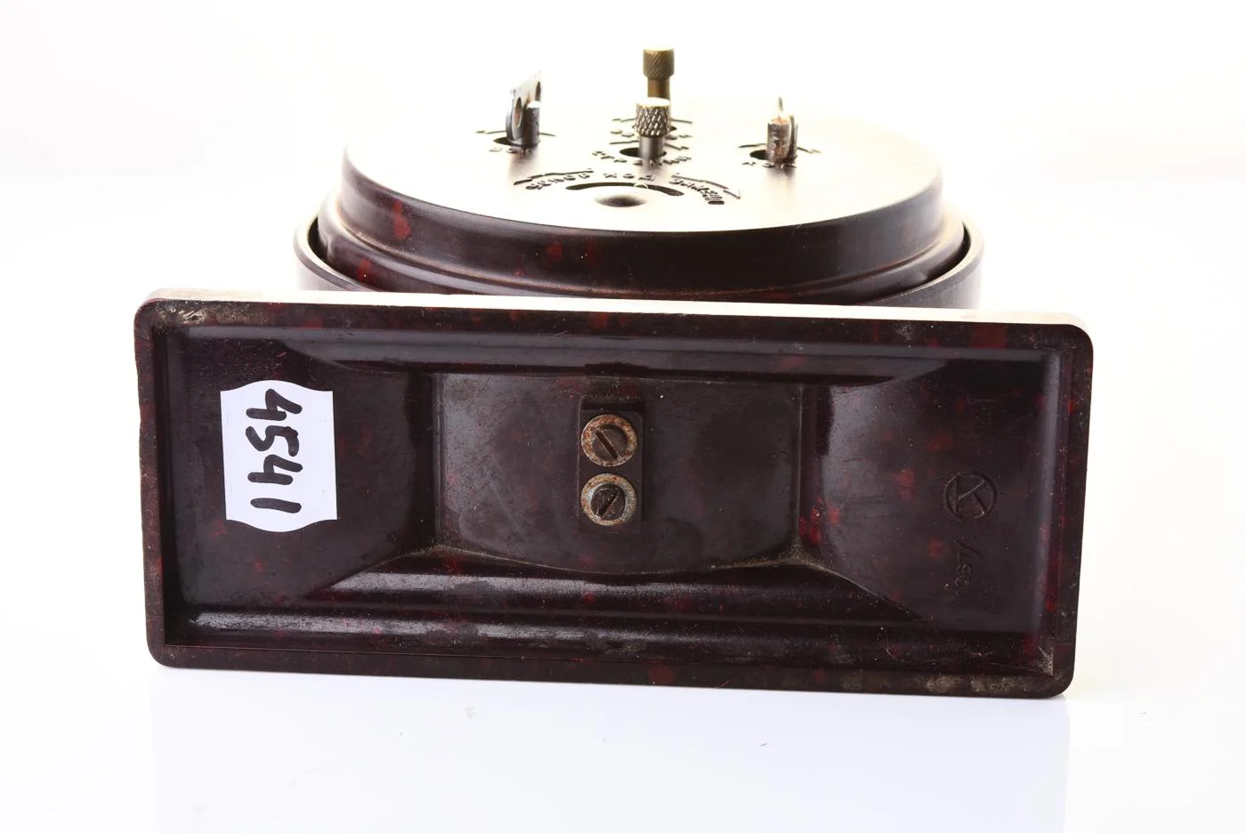 Vintage Yantar' Soviet mechanical alarm clock - dark brown, 3.5 inches dial diameter