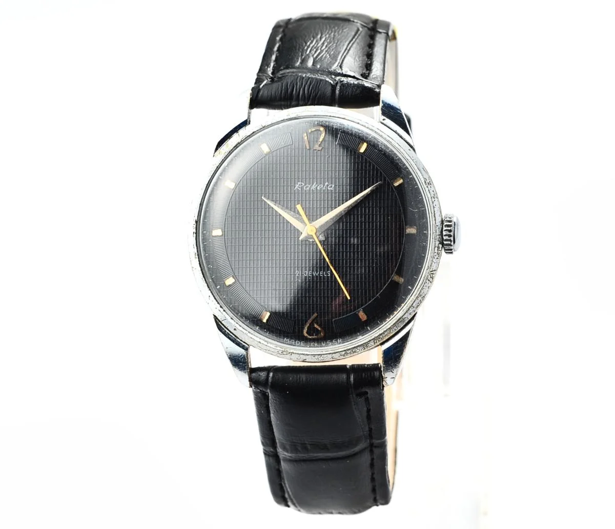 Vintage Soviet mechanical Raketa with textured dial