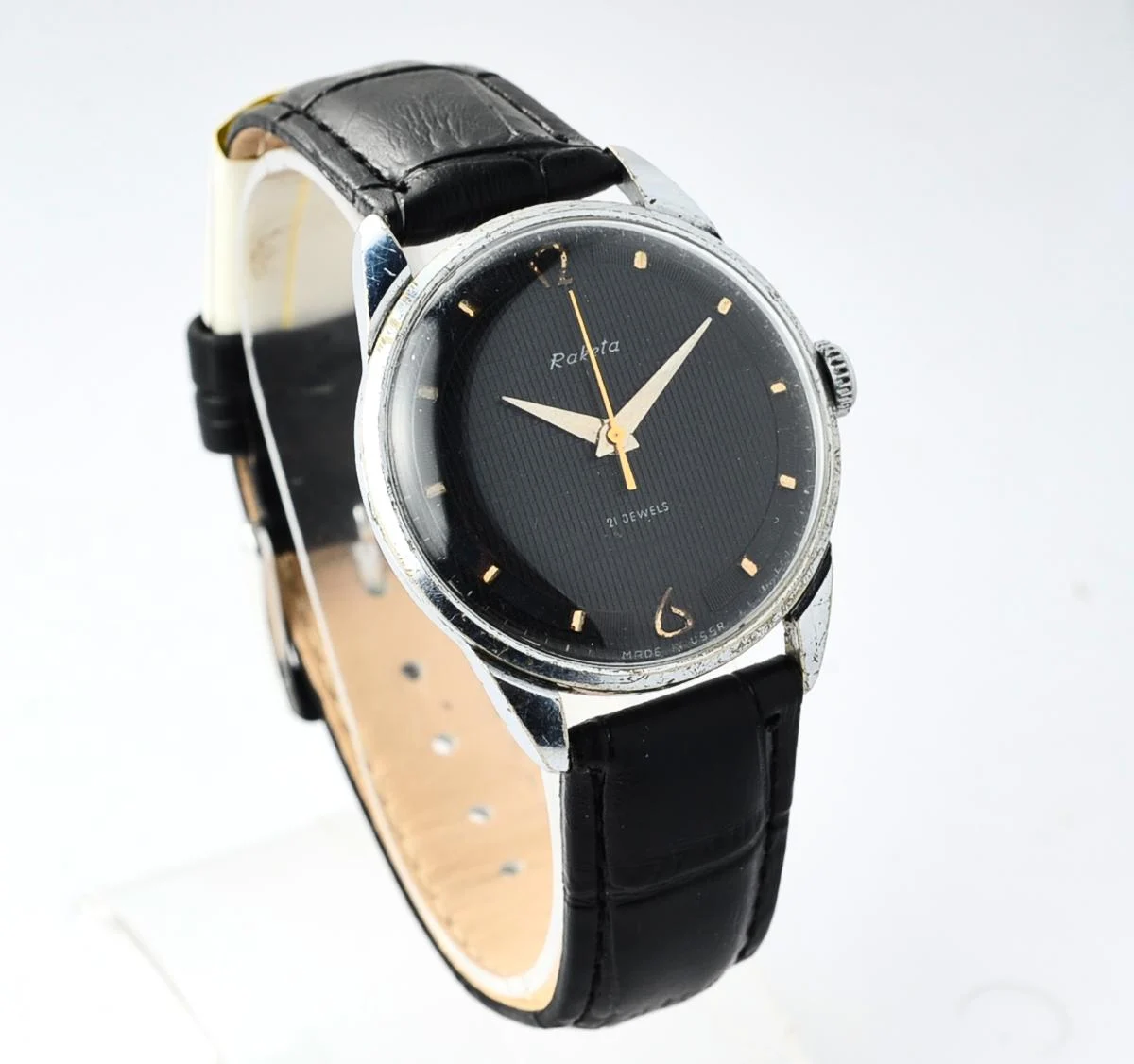 Vintage Soviet mechanical Raketa with textured dial