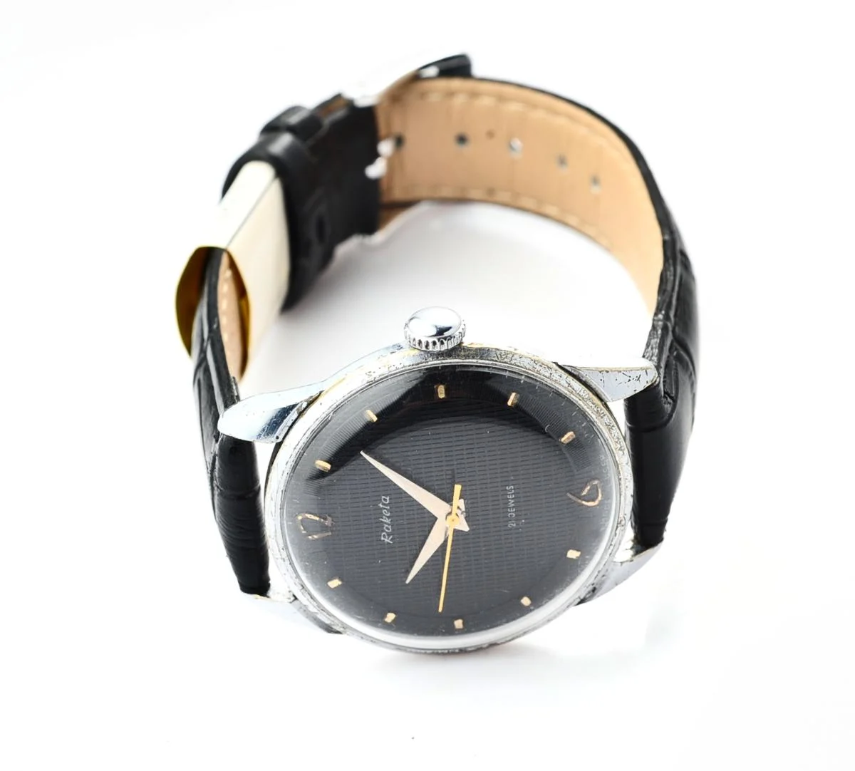 Vintage Soviet mechanical Raketa with textured dial