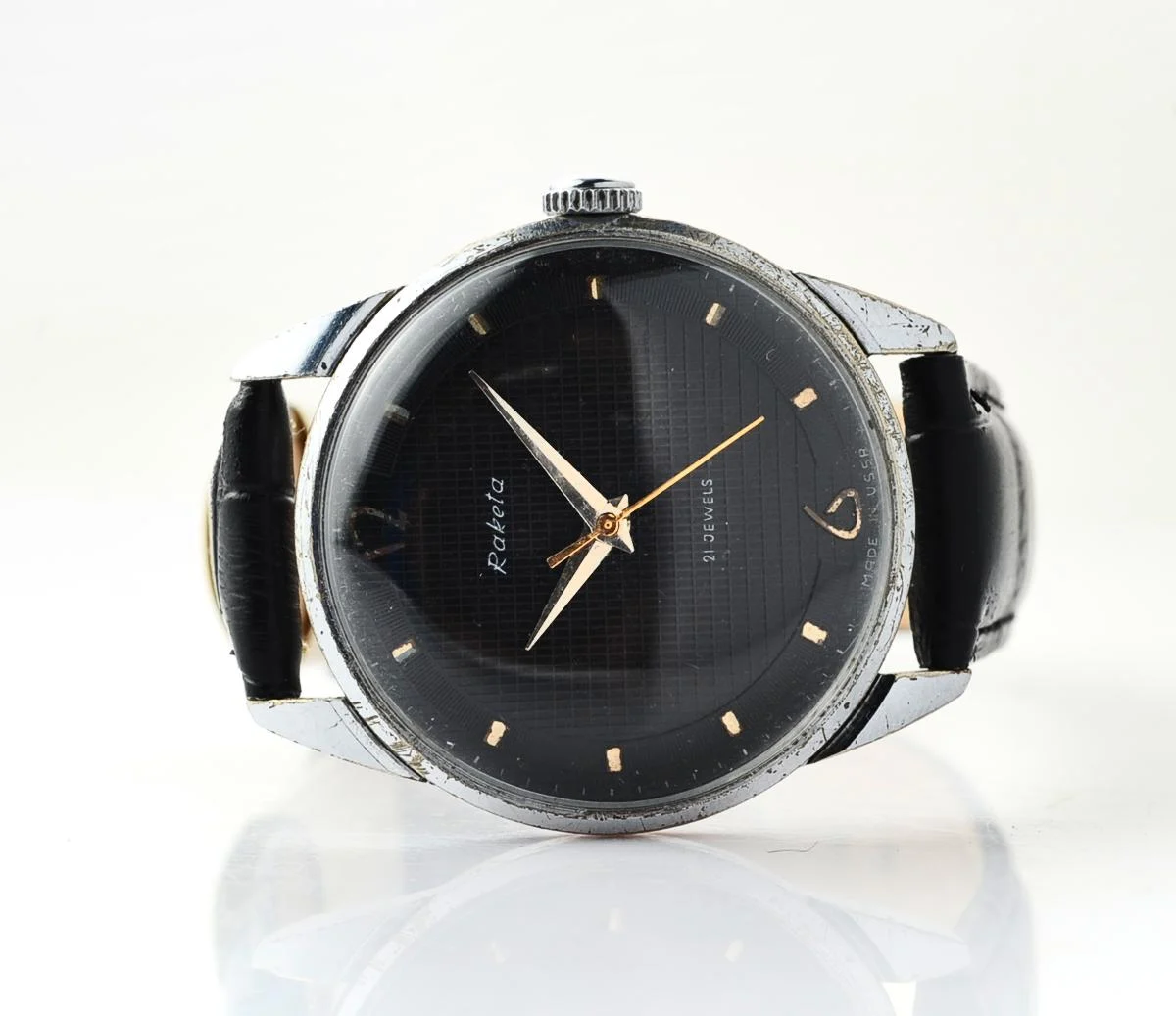 Vintage Soviet mechanical Raketa with textured dial