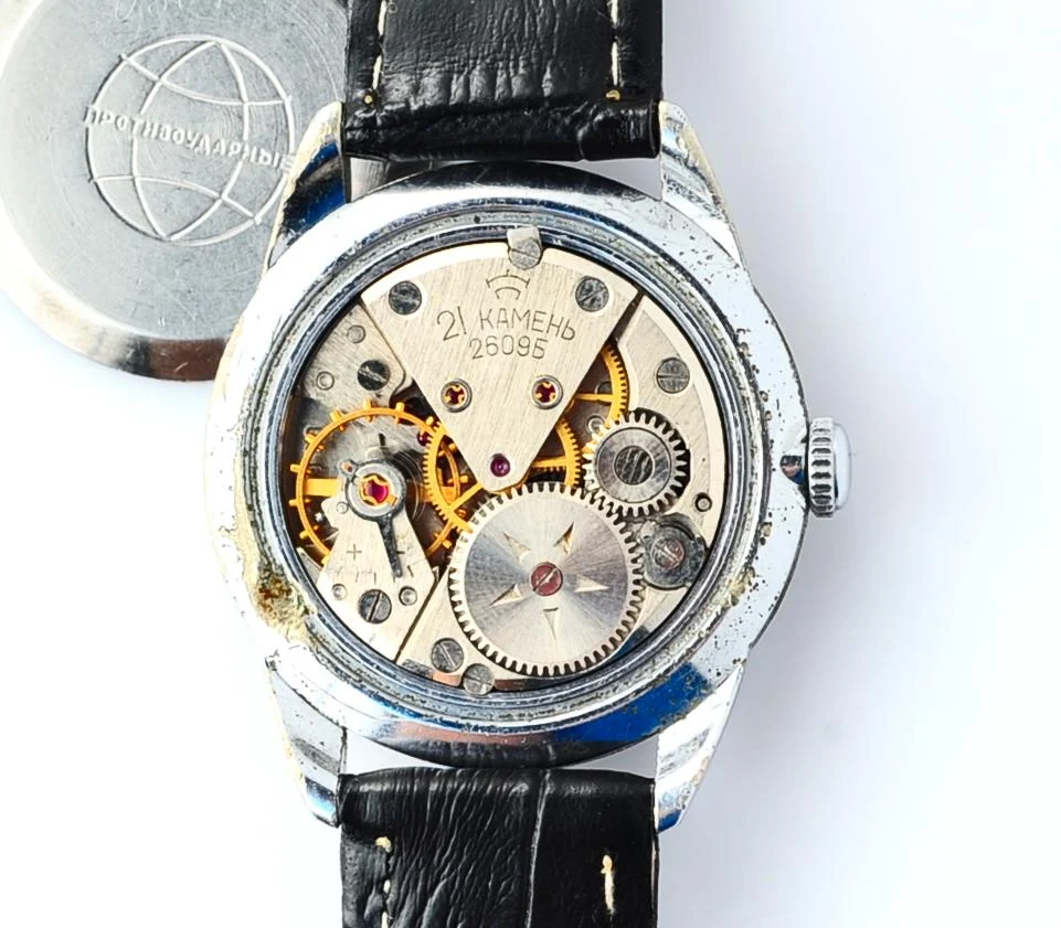 Vintage Soviet mechanical Raketa with textured dial