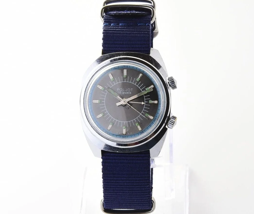 Poljot mechanical watch with alarm clock + NATO nylon strap!