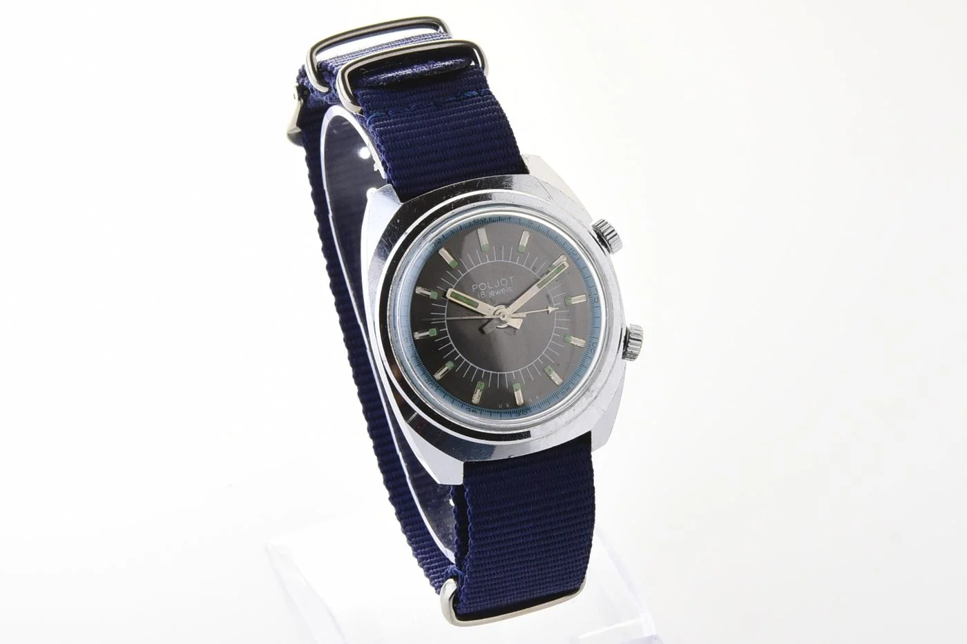 Poljot mechanical watch with alarm clock + NATO nylon strap!