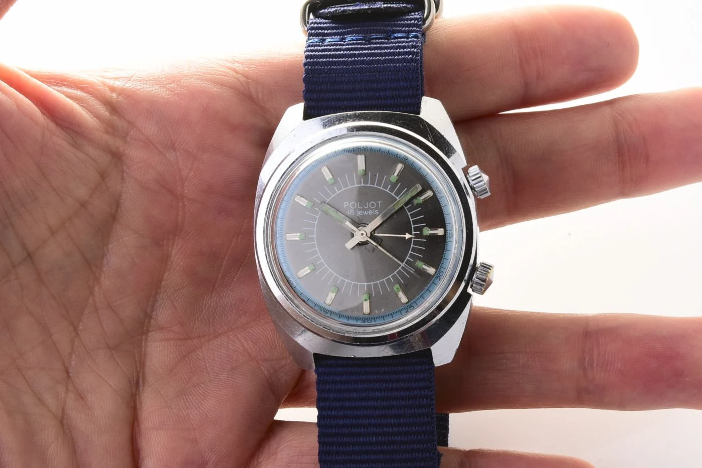 Poljot mechanical watch with alarm clock + NATO nylon strap!