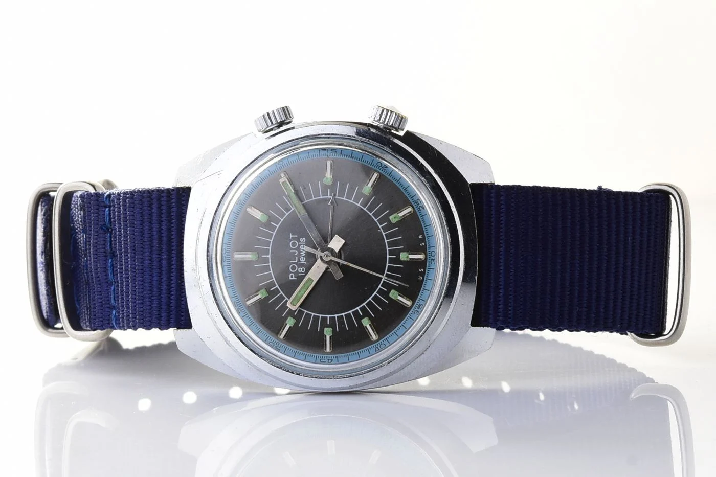 Poljot mechanical watch with alarm clock + NATO nylon strap!