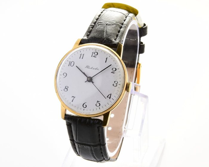 Gold-plated soviet RAKETA elegant vintage wristwatch