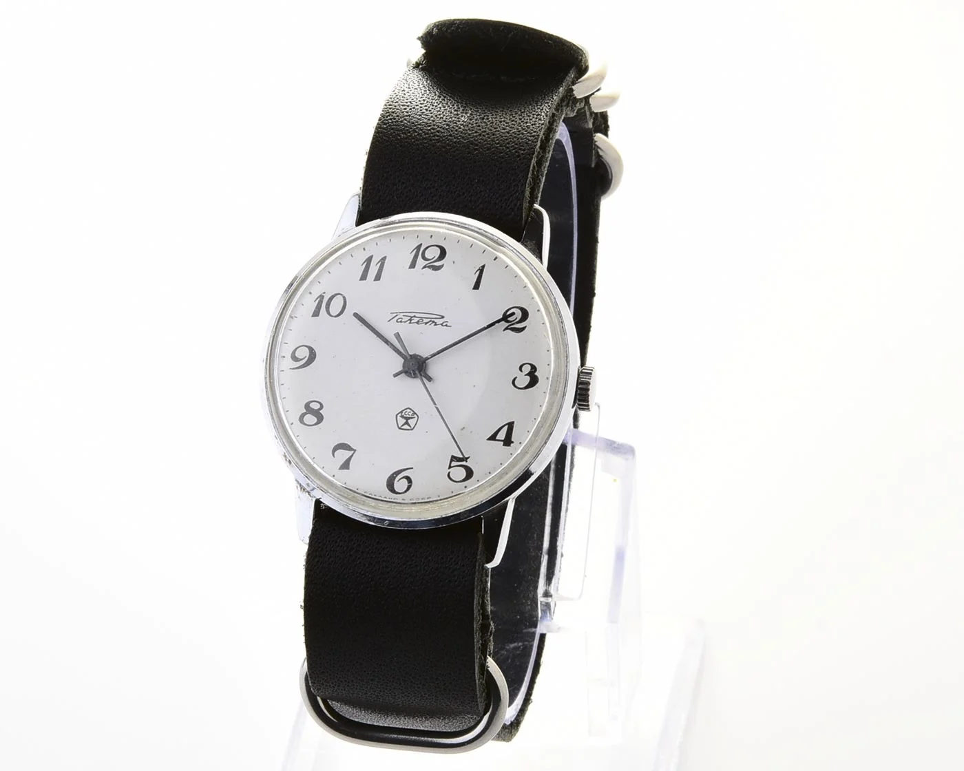 Soviet Raketa elegant vintage wristwatch with genuine leather NATO strap