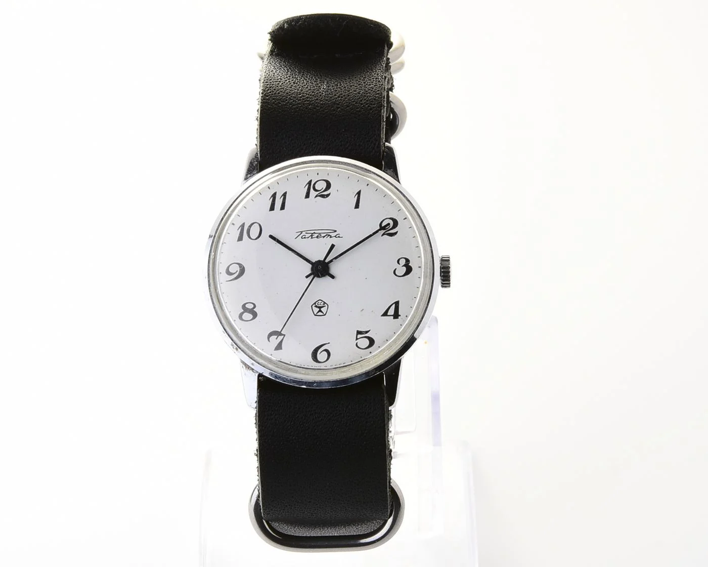 Soviet Raketa elegant vintage wristwatch with genuine leather NATO strap