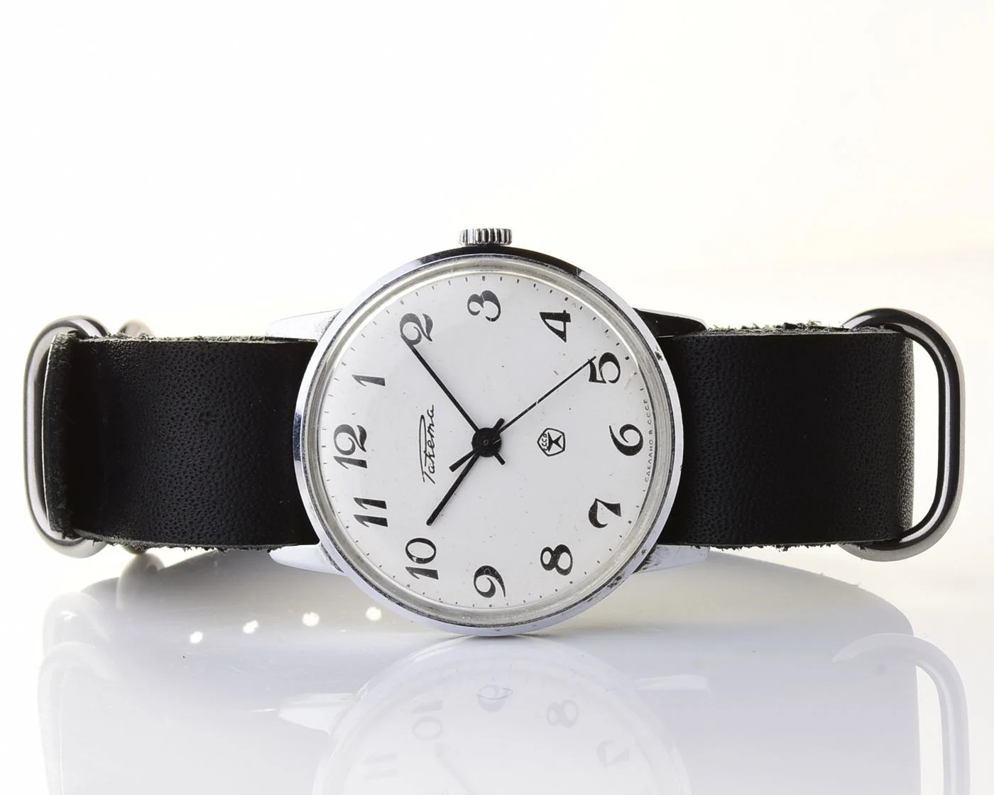 Soviet Raketa elegant vintage wristwatch with genuine leather NATO strap