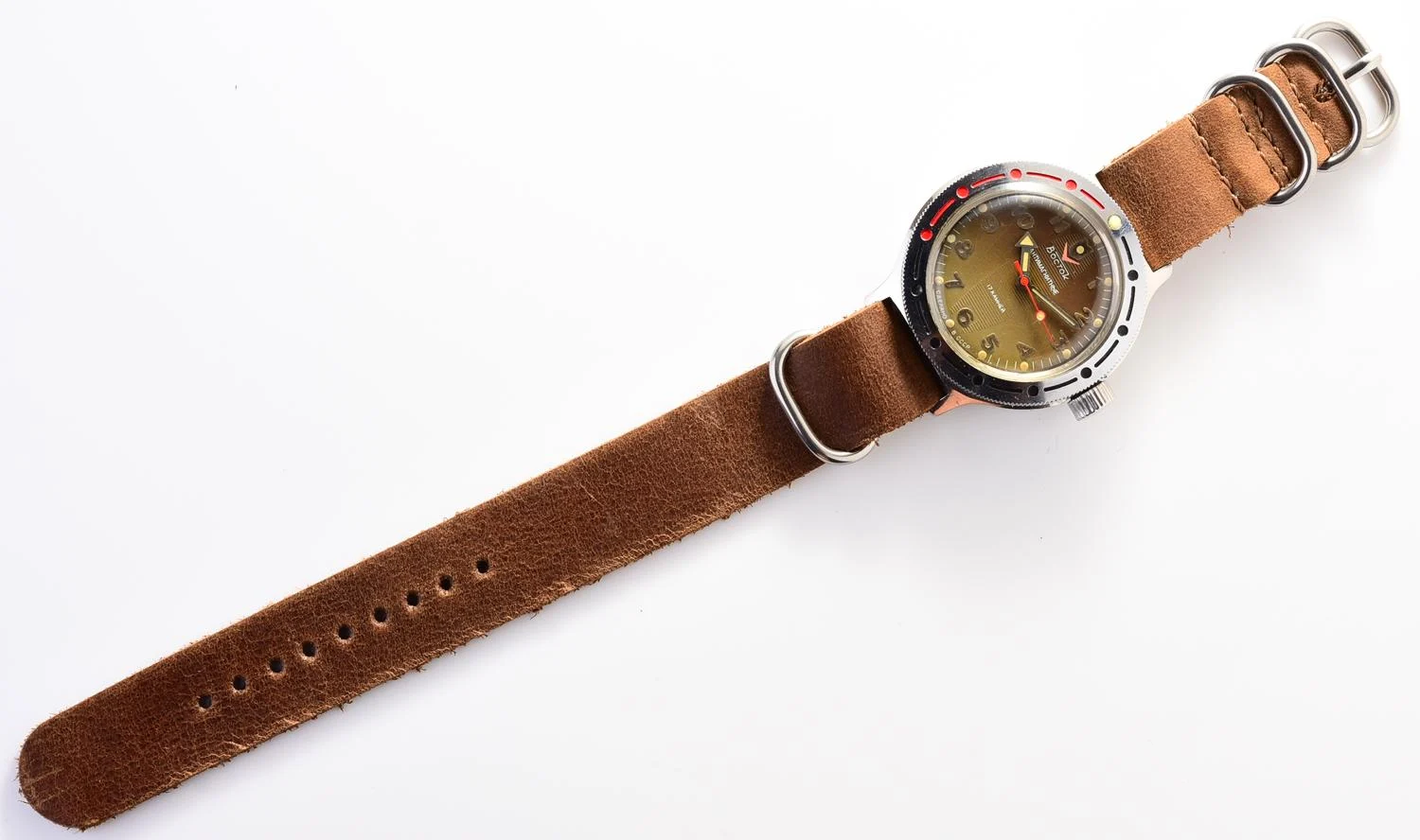Vostok Amphibia mechanical watch + genuine leather NATO strap!
