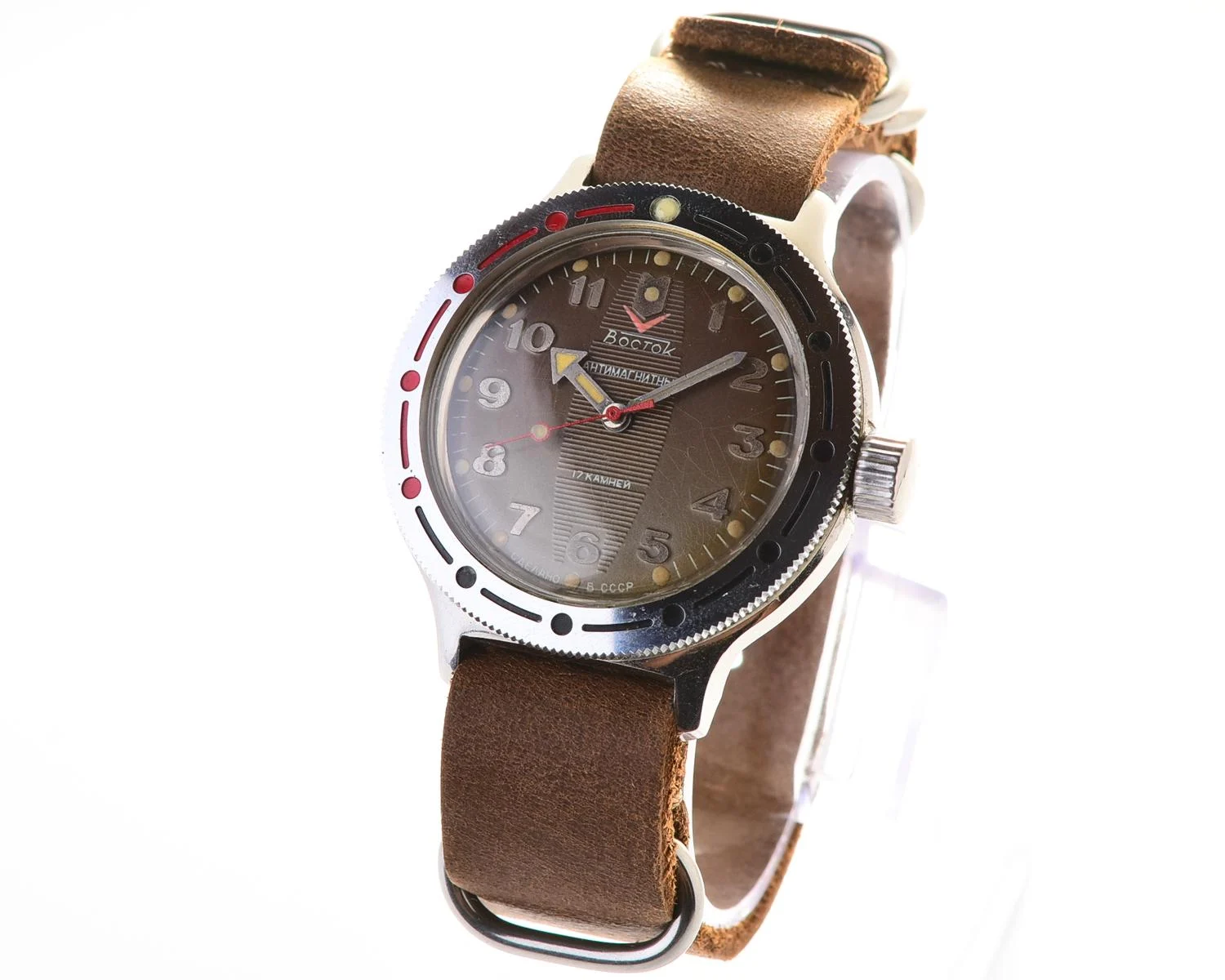 Vostok Amphibia mechanical watch + genuine leather NATO strap!