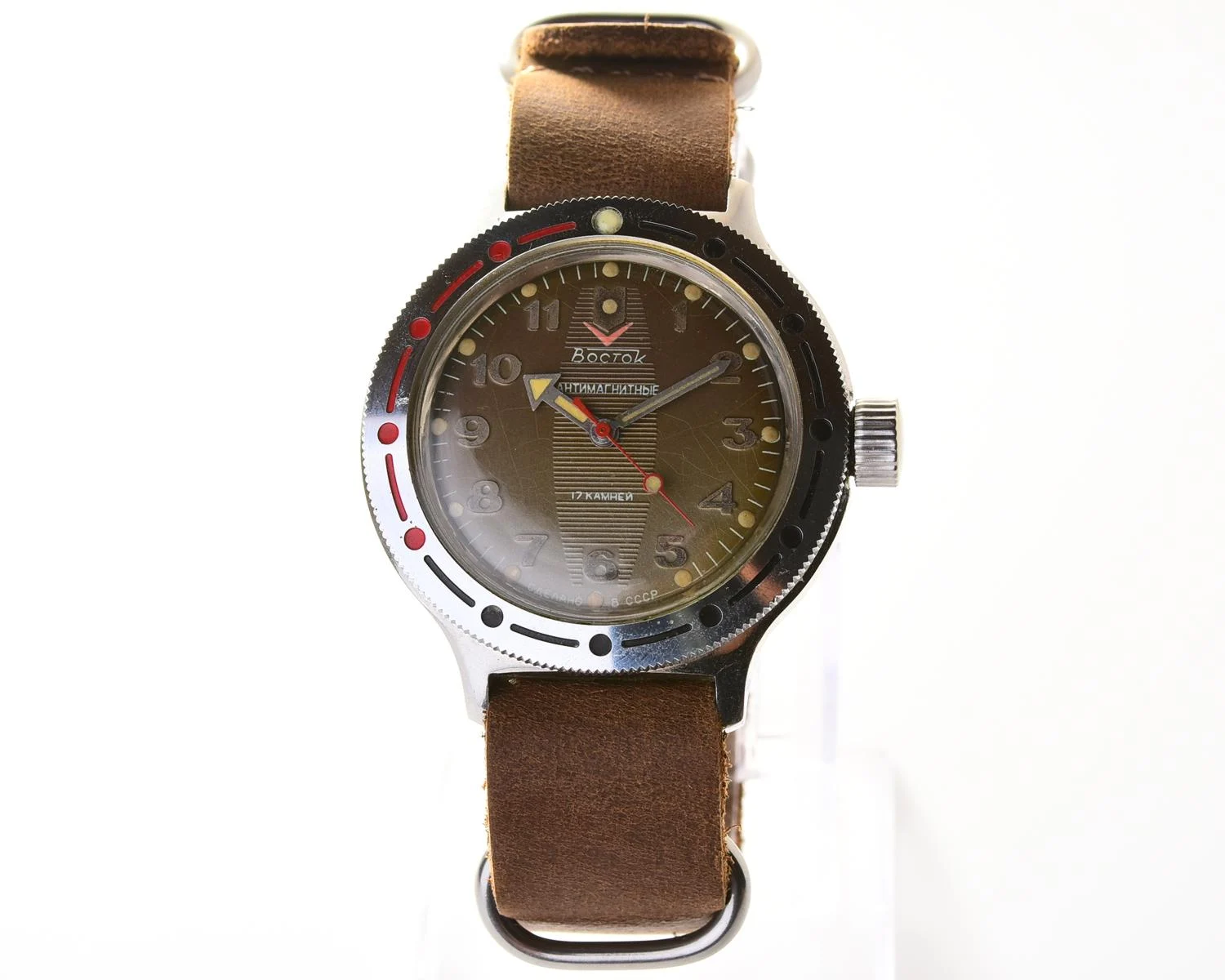 Vostok Amphibia mechanical watch + genuine leather NATO strap!