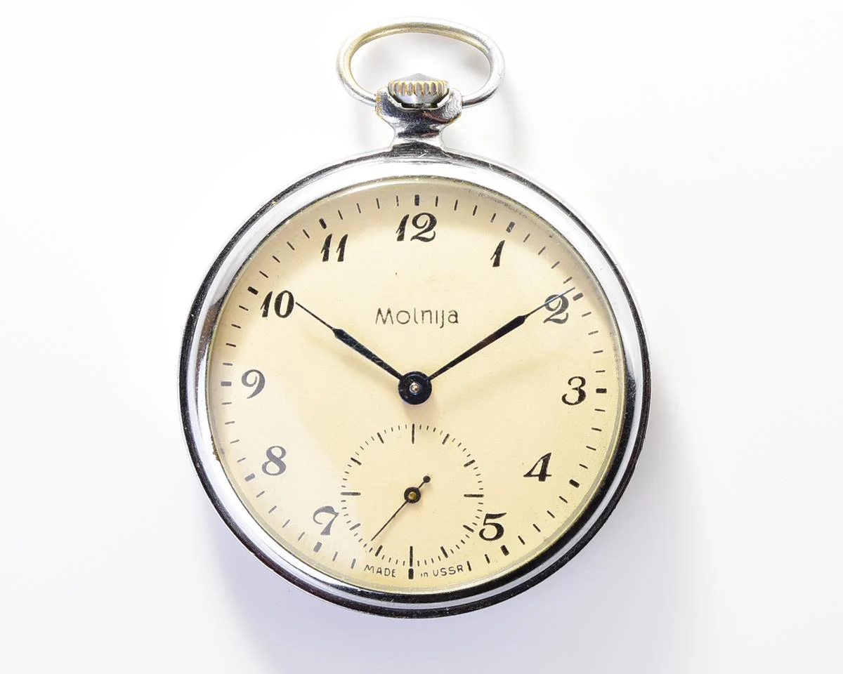 Molnija open face vintage Soviet pocket watch