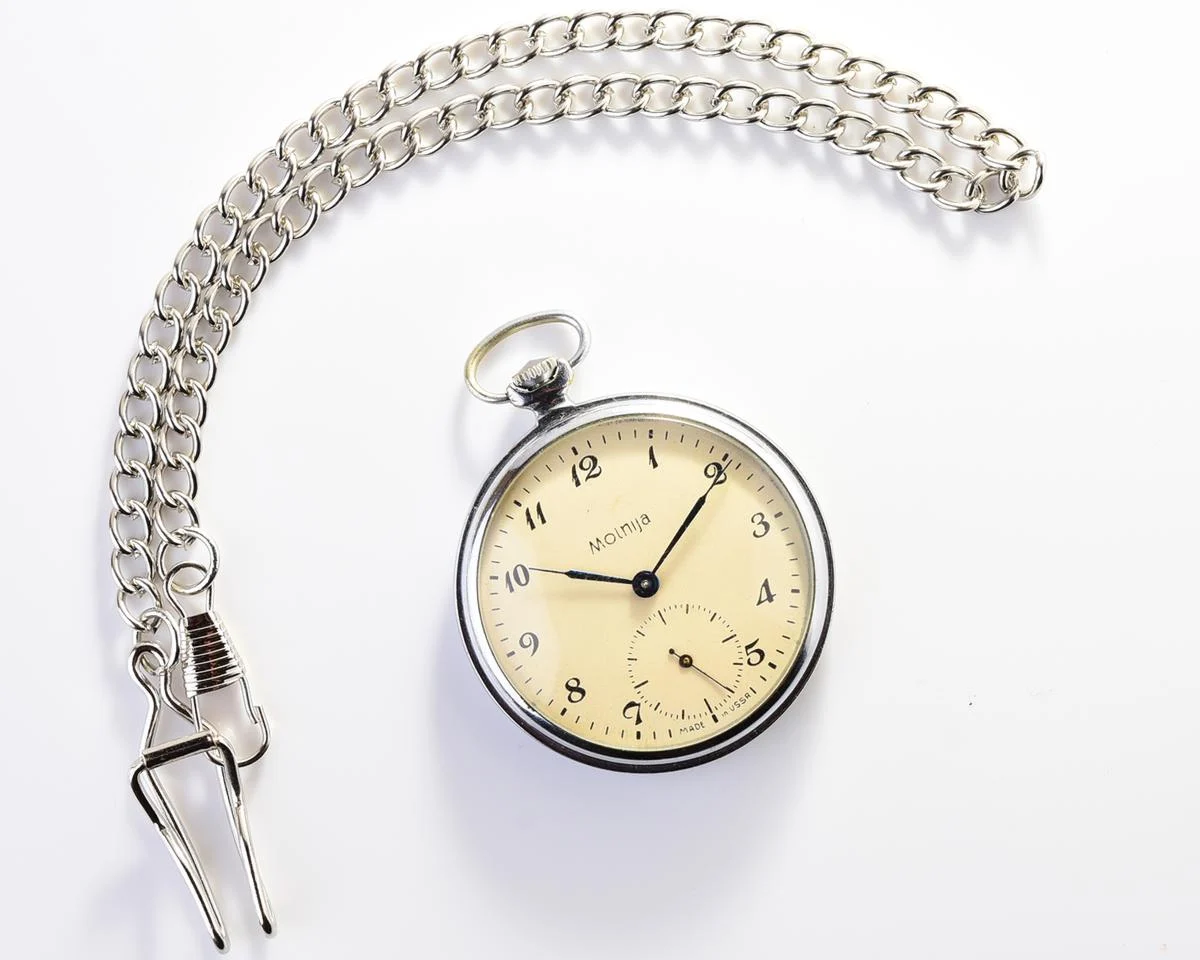 Molnija open face vintage Soviet pocket watch
