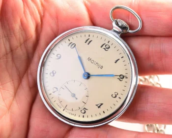 Molnija open face vintage Soviet pocket watch