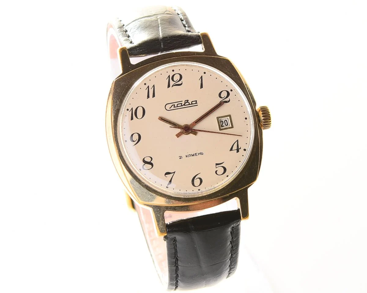 Slava Soviet gold-plated mechanical vintage watch