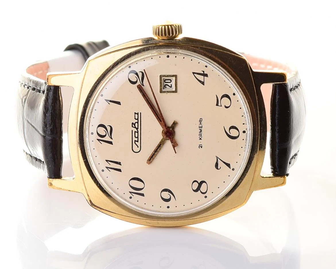 Slava Soviet gold-plated mechanical vintage watch