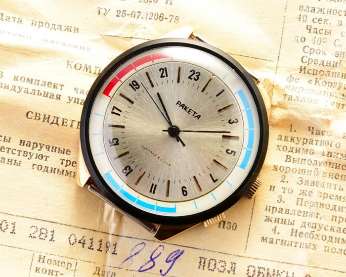 TIME CAPSULE: Soviet vintage mechanical watch RAKETA with 24 hours dial, NEW old stock(NOS)!