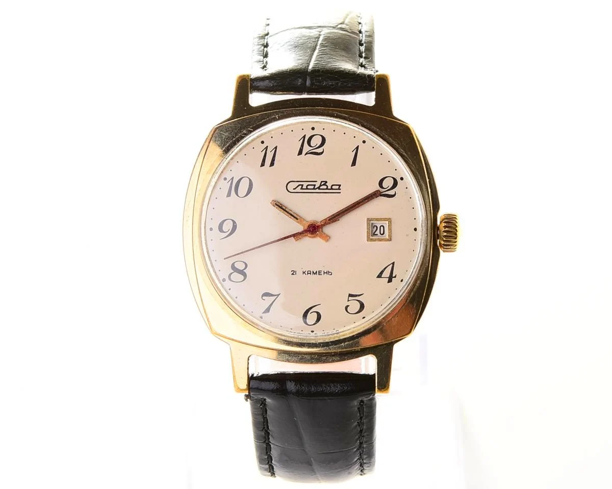 Slava Soviet gold-plated mechanical vintage watch