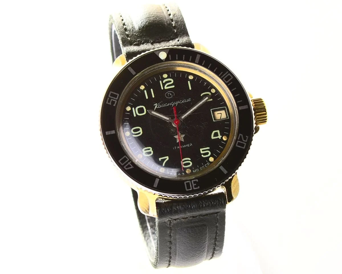 Vostok Komandirskie limited series watch - "Zakaz MO CCCP" with black bezel