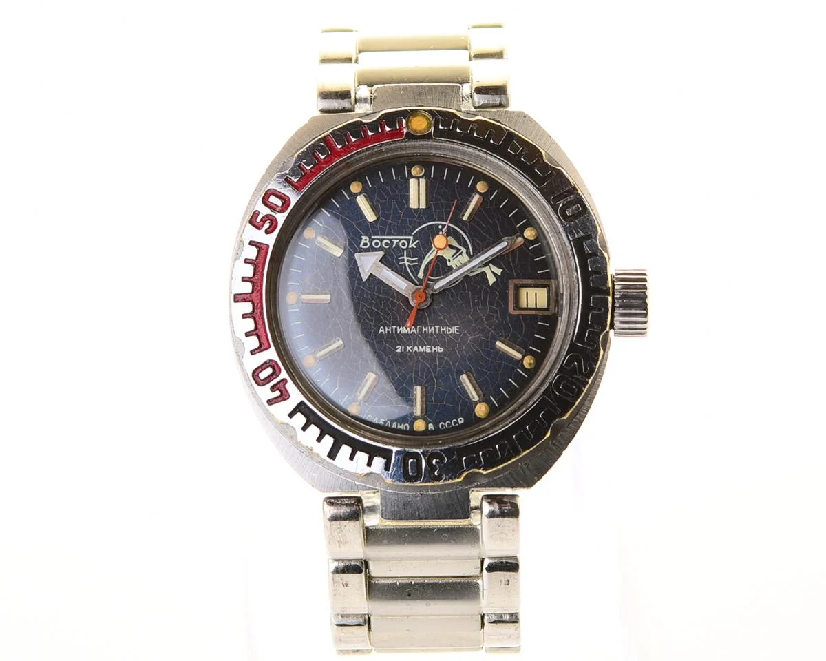 Vostok Amphibia Diver wrist watch (Scuba Dude), with steel bracelet