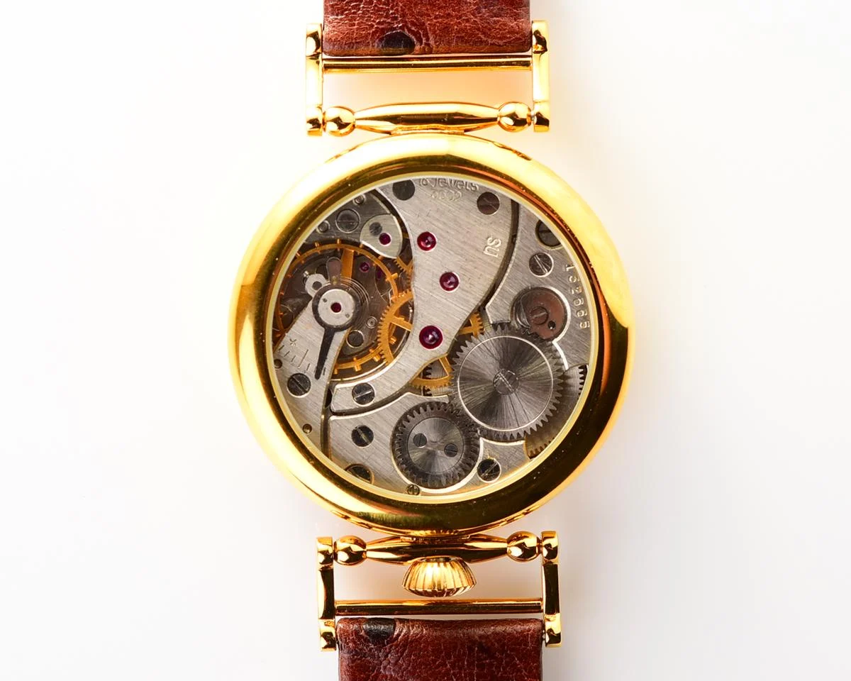 Soviet style Molnija wrist watch with luxury ostrich leather strap and transparent back cover!