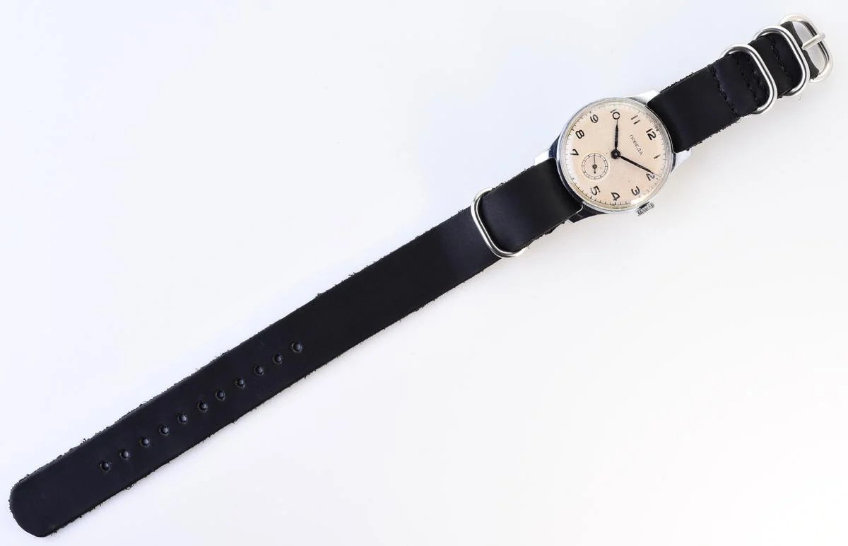 Vintage Soviet mechanical Pobeda wrist watch, 4th quarter 1953