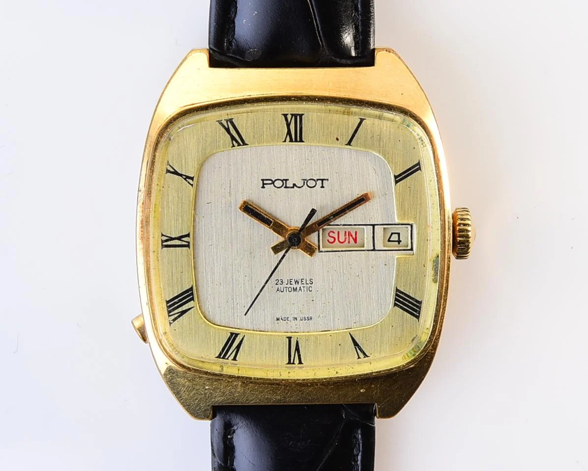 Soviet Poljot mechanical gold-plated watch with automatic self-winding movement