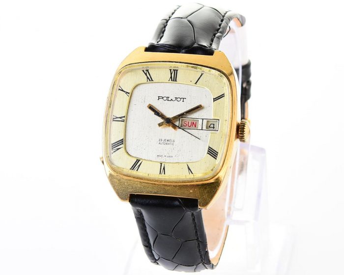 Soviet POLJOT mechanical gold-plated watch with automatic self winding movement