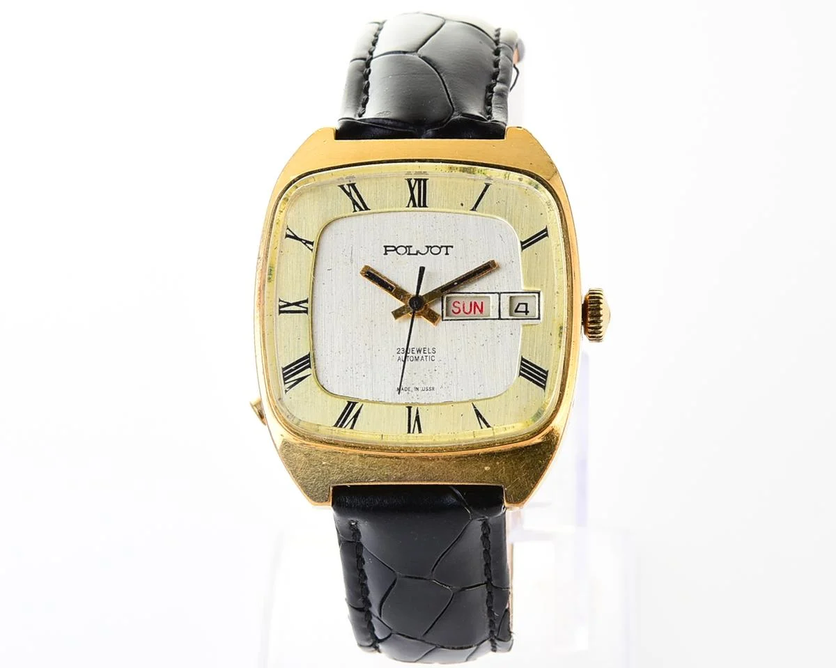 Soviet Poljot mechanical gold-plated watch with automatic self-winding movement