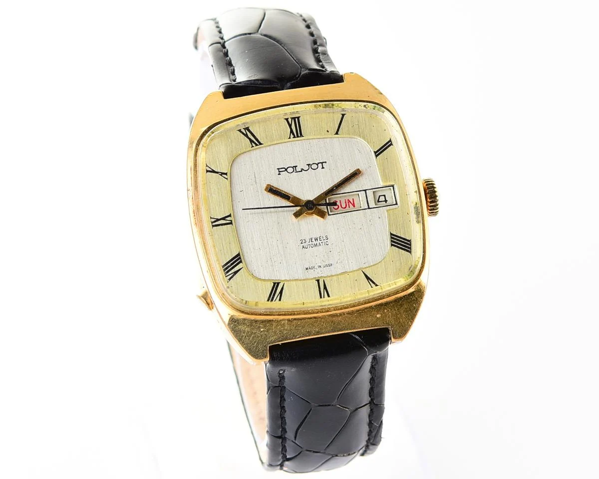 Soviet Poljot mechanical gold-plated watch with automatic self-winding movement