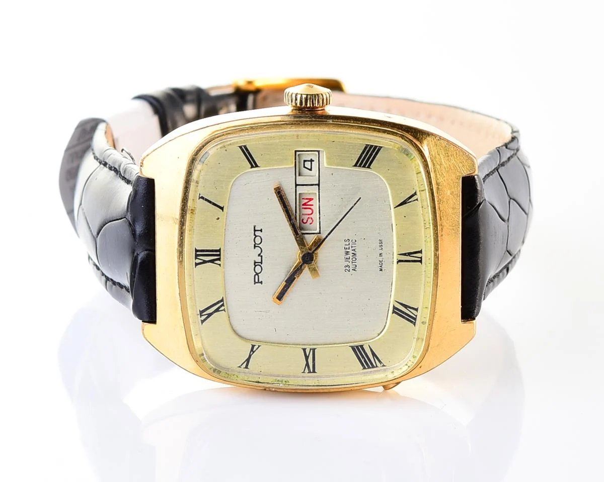 Soviet Poljot mechanical gold-plated watch with automatic self-winding movement