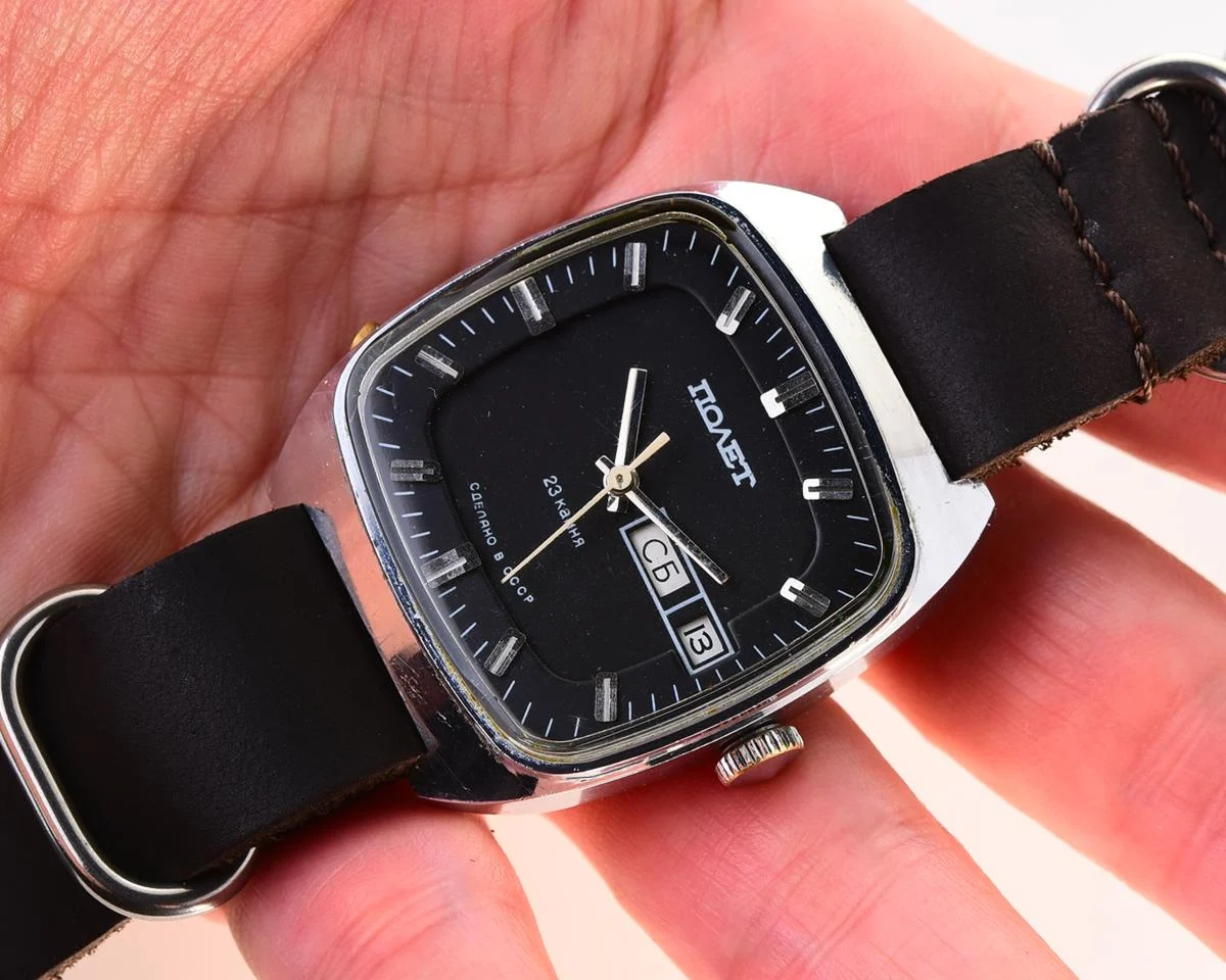 Soviet Poljot mechanical watch with automatic self winding movement