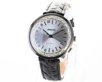 Vintage mechanical Raketa watch with 24 hours dial