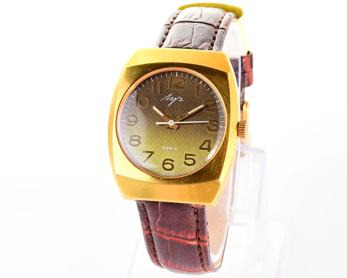 Luch Soviet gold-plated vintage wrist watch