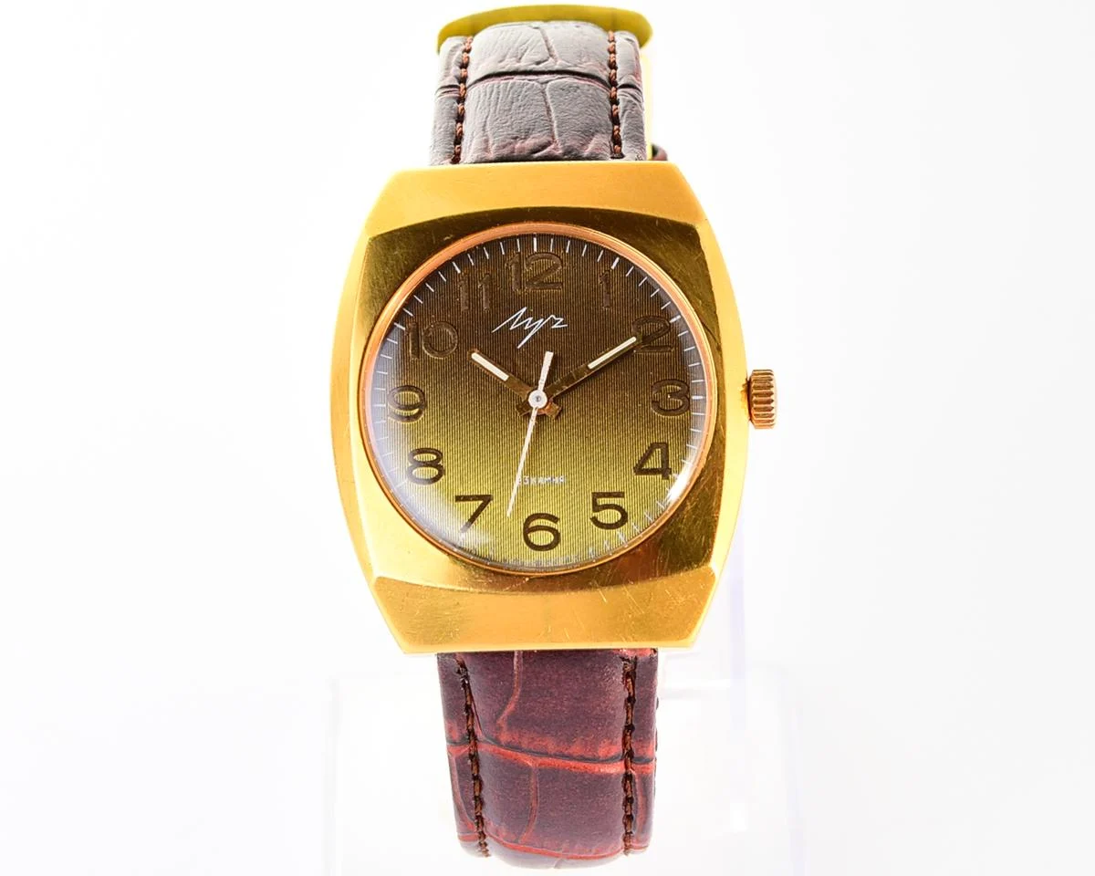 Luch Soviet gold-plated vintage wrist watch