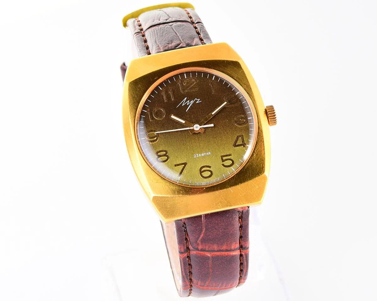 Luch Soviet gold-plated vintage wrist watch