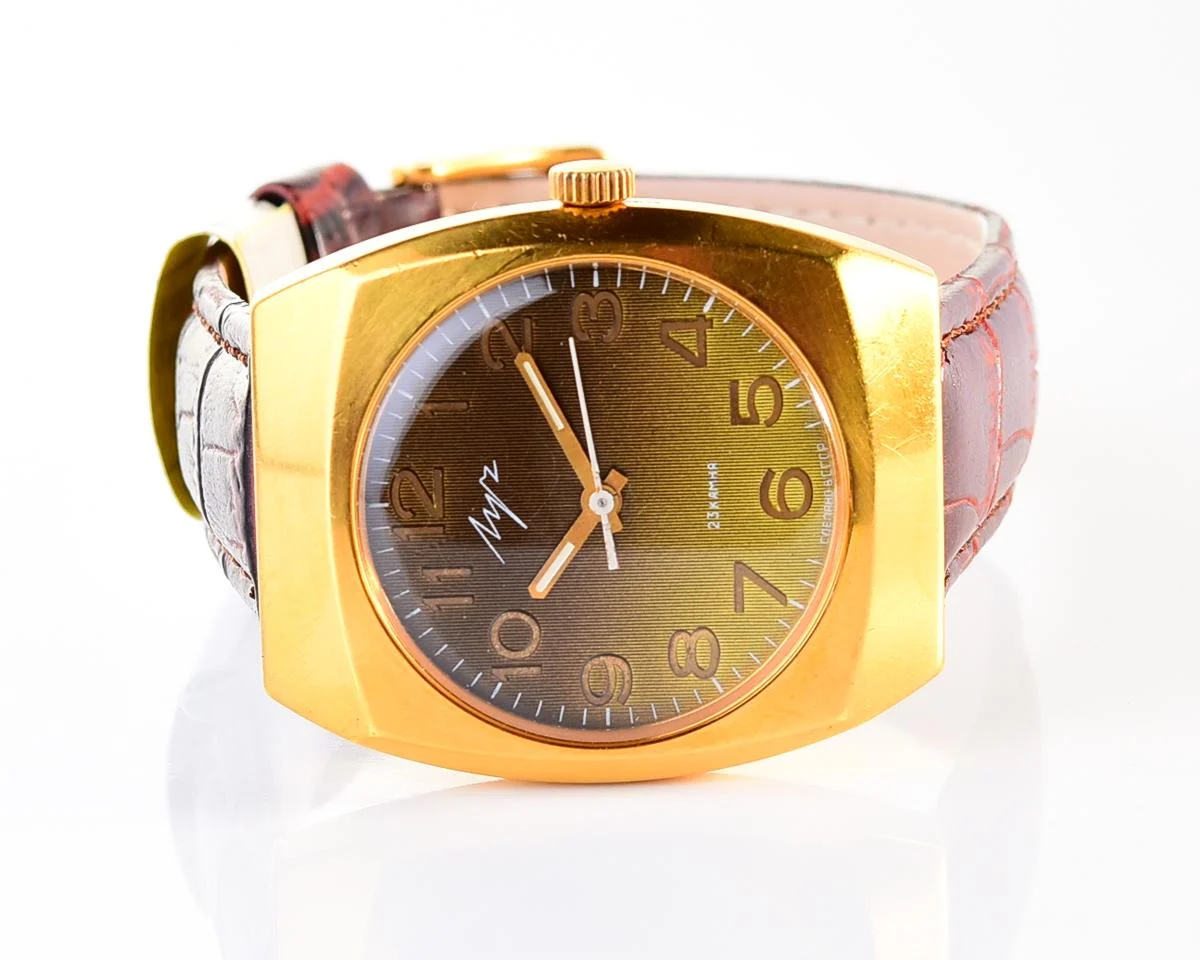 Luch Soviet gold-plated vintage wrist watch