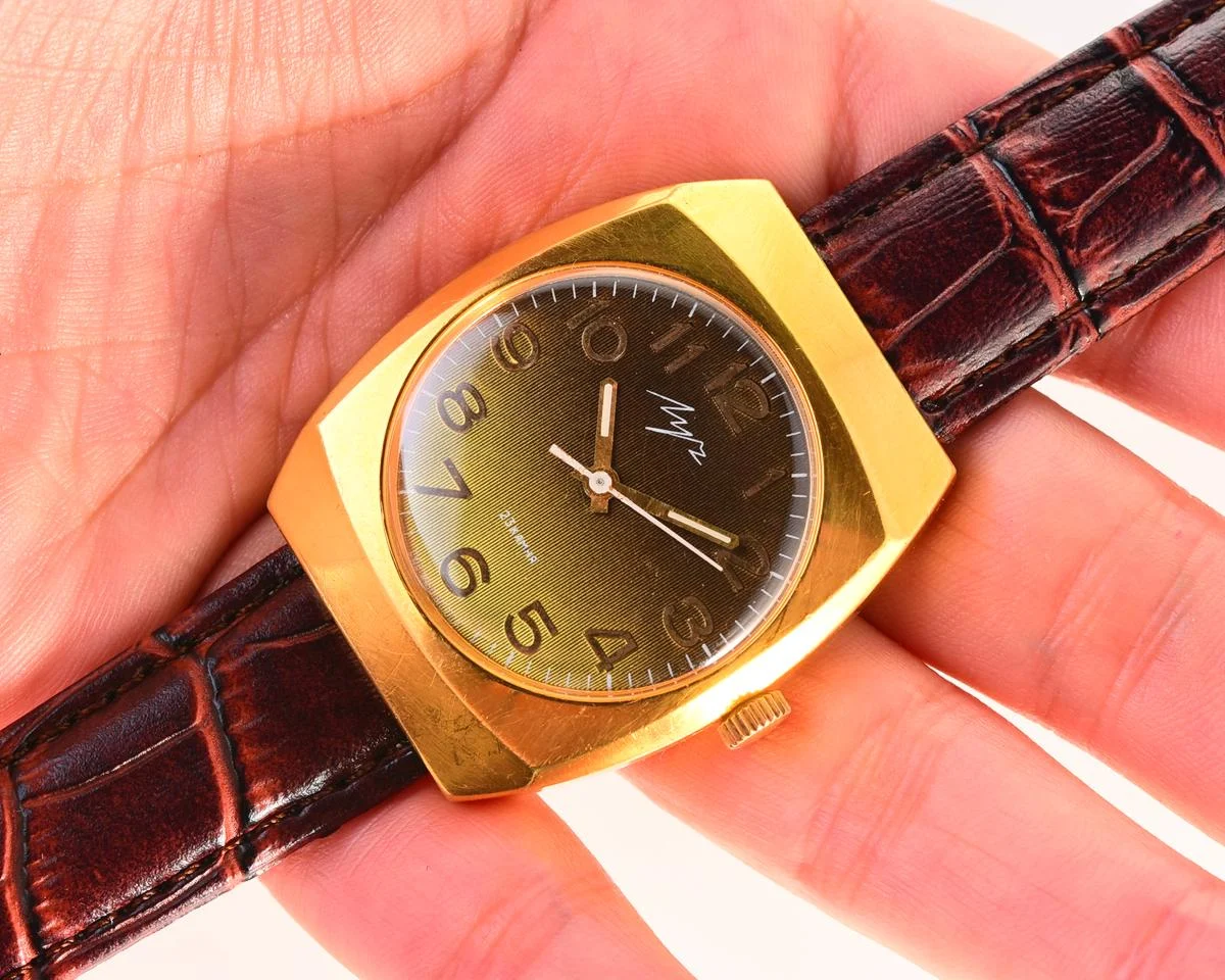 Luch Soviet gold-plated vintage wrist watch
