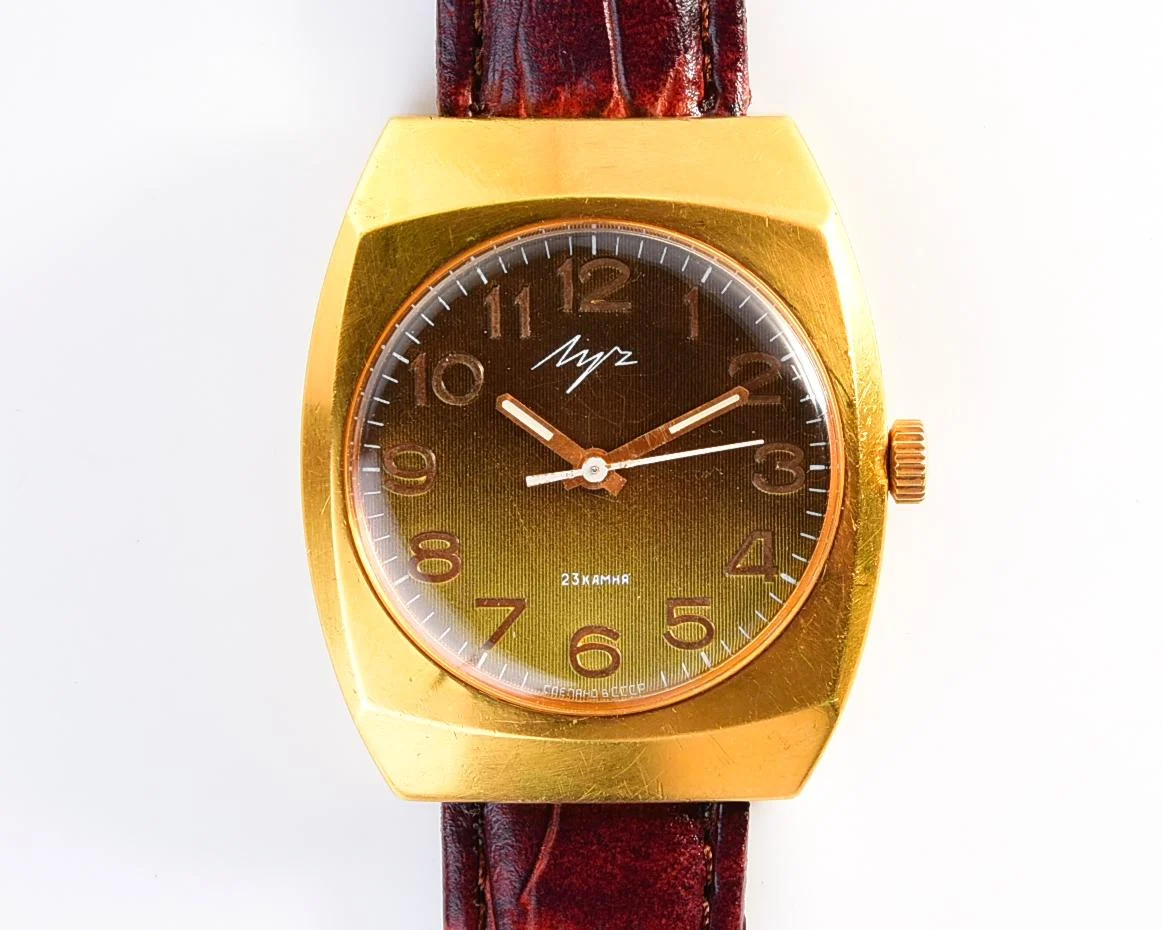 Luch Soviet gold-plated vintage wrist watch