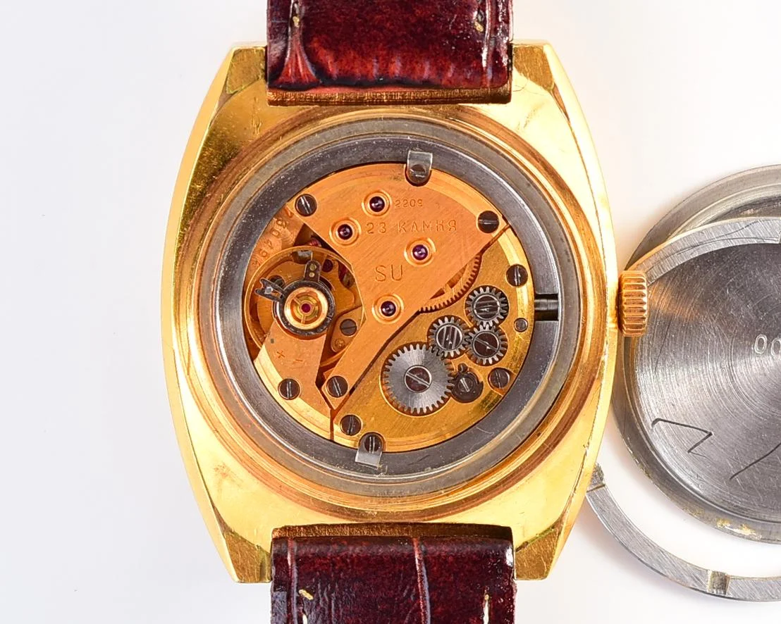 Luch Soviet gold-plated vintage wrist watch
