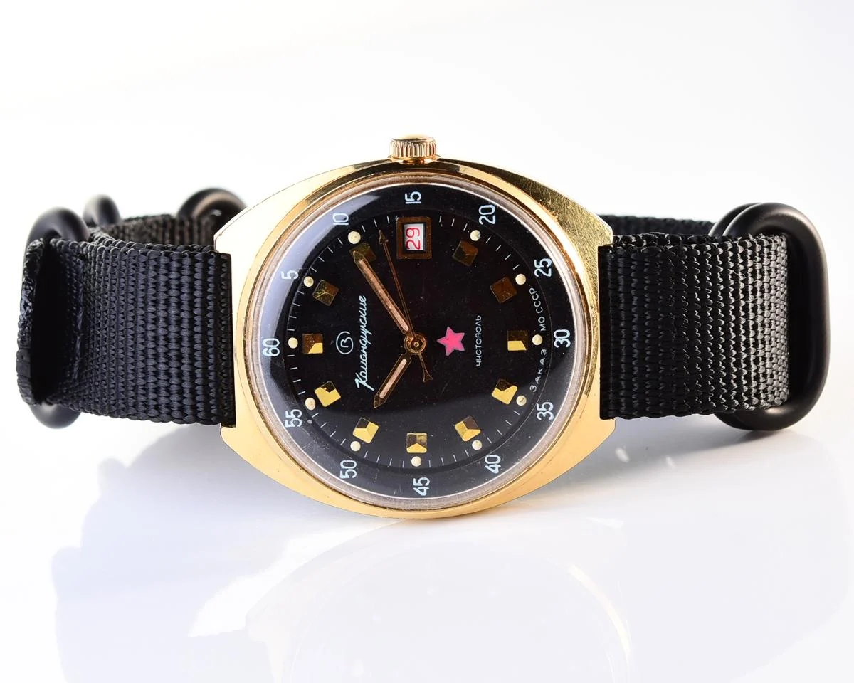 Soviet gold-plated Vostok Komandirskie mechanical watch - Zakaz MO CCCP!